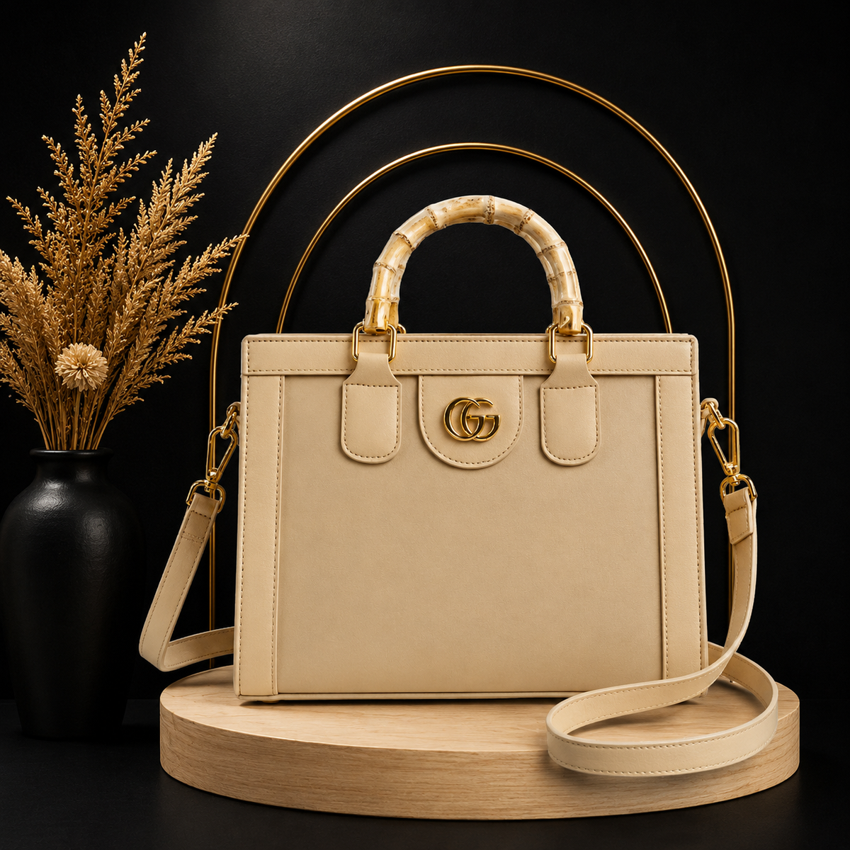 Premium Bamboo Box Handbag with Long Strap | Elegant & Stylish