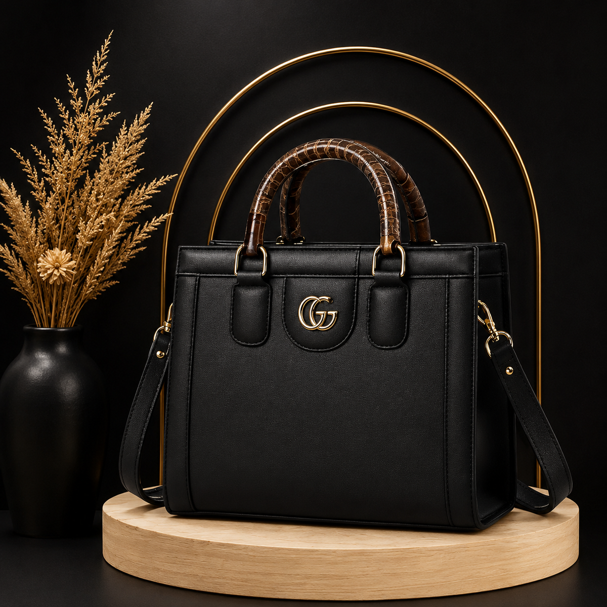 Premium Bamboo Box Handbag with Long Strap | Elegant & Stylish