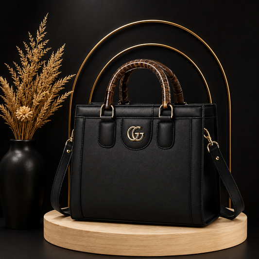 Premium Bamboo Box Handbag with Long Strap | Elegant & Stylish