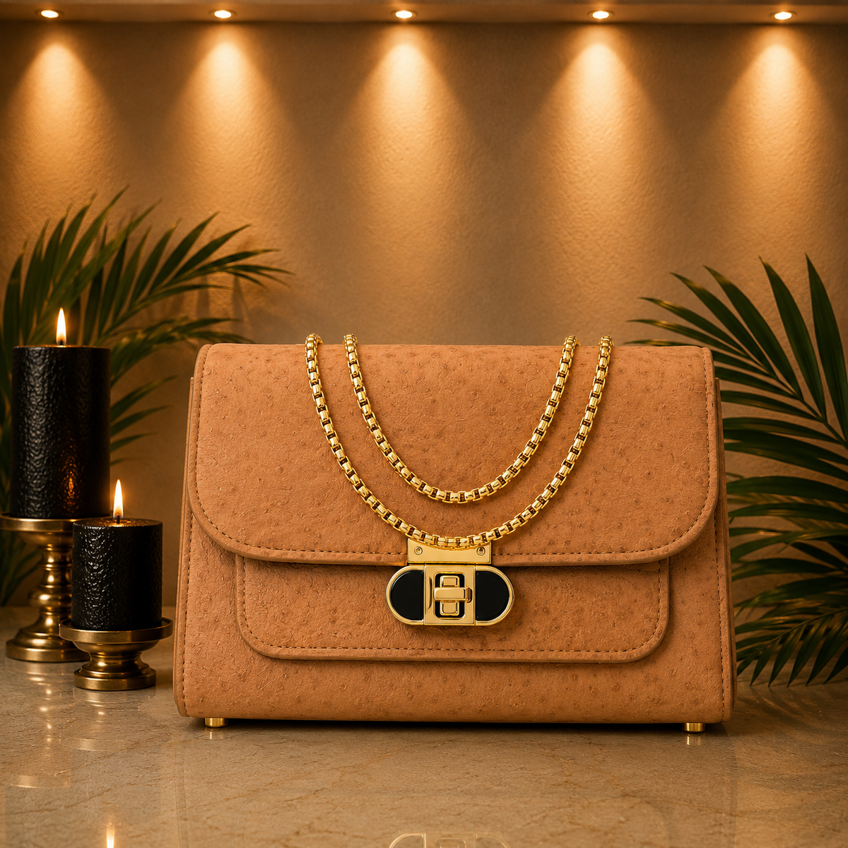 Ostrich Box Handbag for Girls – Elegant Luxury Style Mini Shoulder & Hand Carry Bag